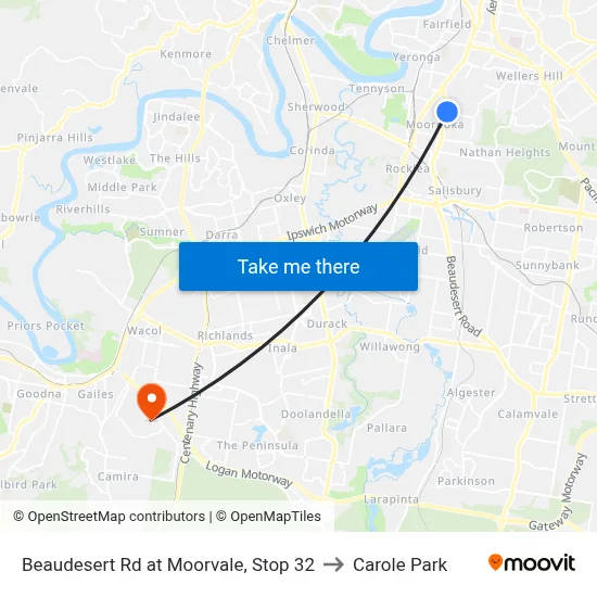 Beaudesert Rd at Moorvale, Stop 32 to Carole Park map