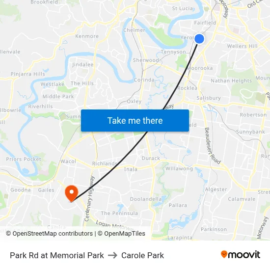 Park Rd at Memorial Park to Carole Park map