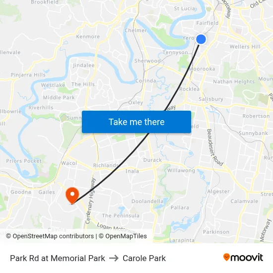 Park Rd at Memorial Park to Carole Park map