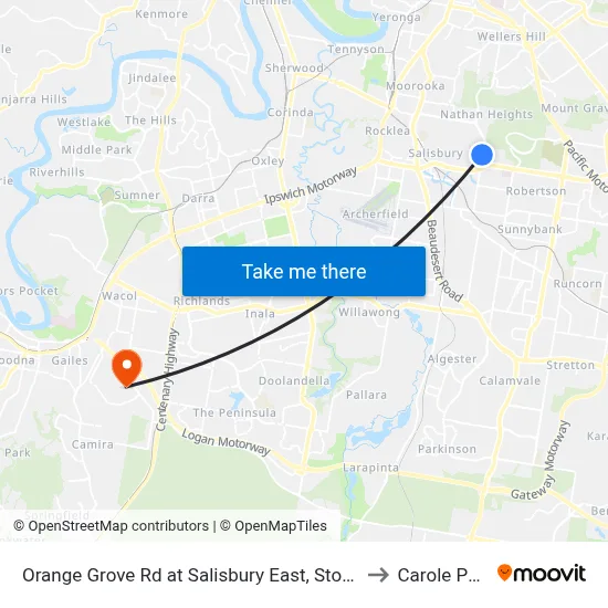 Orange Grove Rd at Salisbury East, Stop 51 to Carole Park map