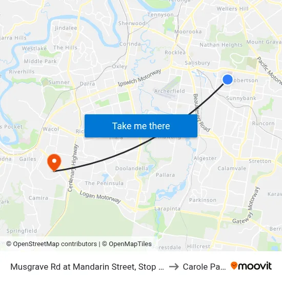 Musgrave Rd at Mandarin Street, Stop 54 to Carole Park map