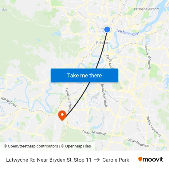 Lutwyche Rd Near Bryden St, Stop 11 to Carole Park map