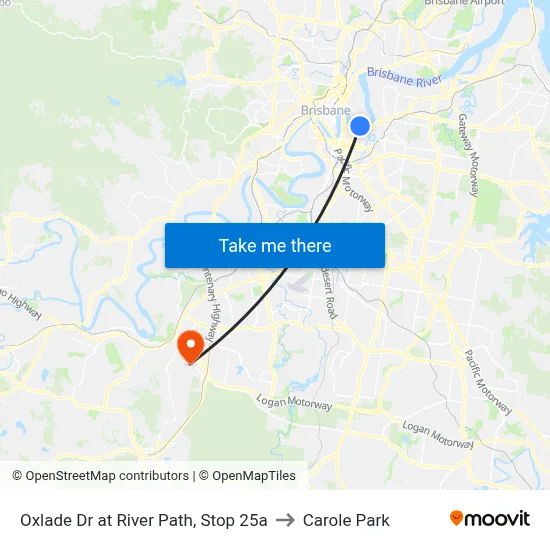 Oxlade Dr at River Path, Stop 25a to Carole Park map