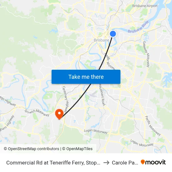 Commercial Rd at Teneriffe Ferry, Stop 16 to Carole Park map