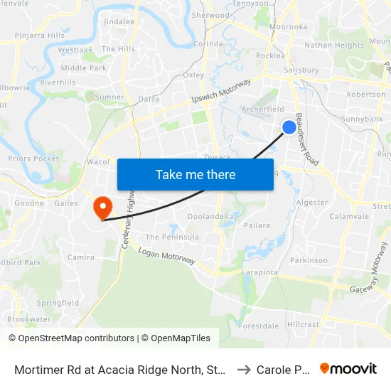 Mortimer Rd at Acacia Ridge North, Stop 59 to Carole Park map