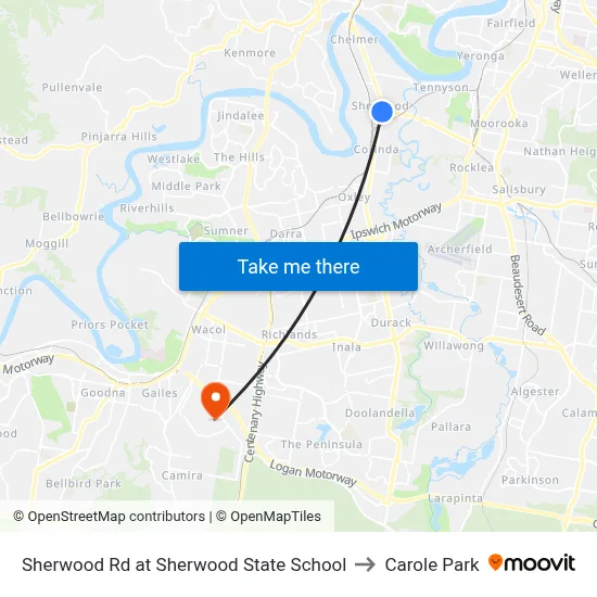 Sherwood Rd at Sherwood State School to Carole Park map