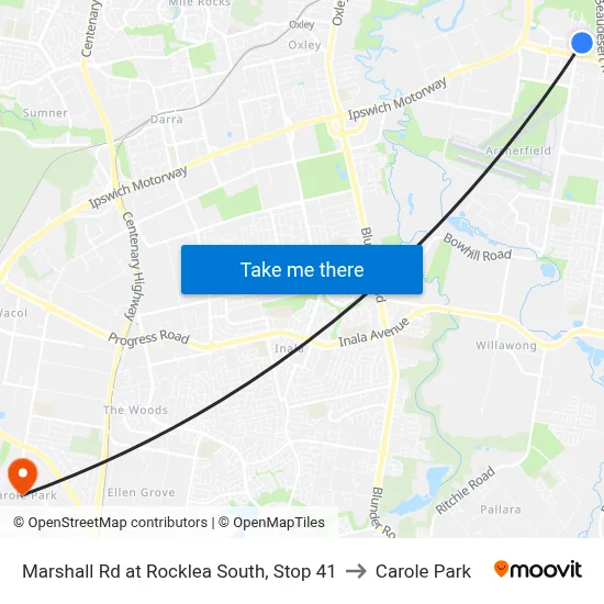 Marshall Rd at Rocklea South, Stop 41 to Carole Park map