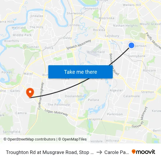 Troughton Rd at Musgrave Road, Stop 39 to Carole Park map