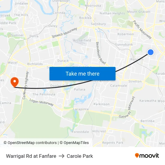 Warrigal Rd at Fanfare to Carole Park map