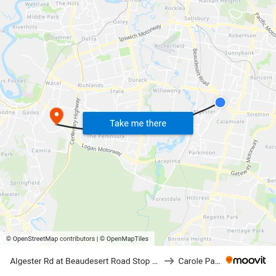 Algester Rd at Beaudesert Road Stop 76 to Carole Park map