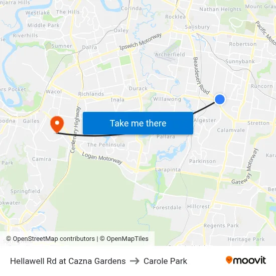 Hellawell Rd at Cazna Gardens to Carole Park map