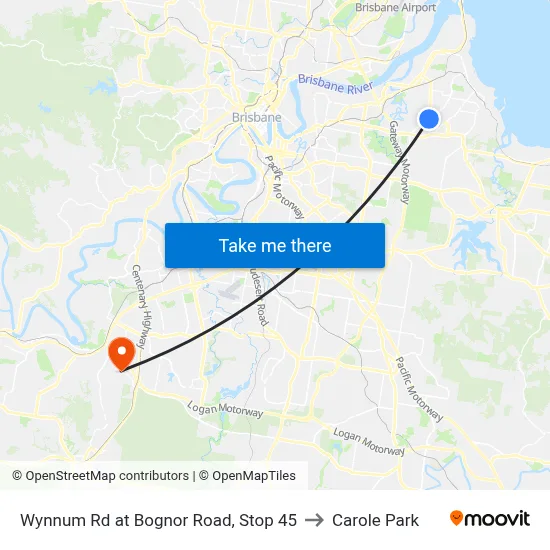 Wynnum Rd at Bognor Road, Stop 45 to Carole Park map