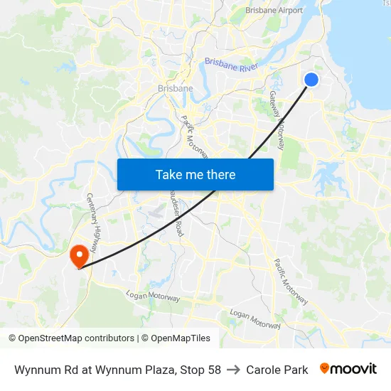 Wynnum Rd at Wynnum Plaza, Stop 58 to Carole Park map