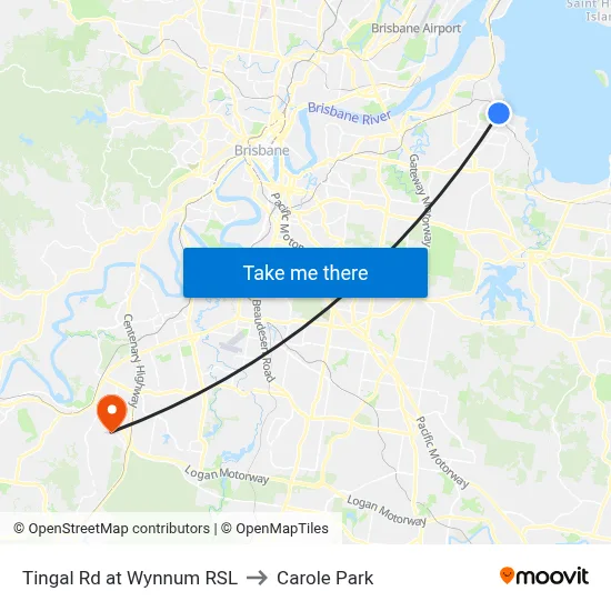 Tingal Rd at Wynnum RSL to Carole Park map