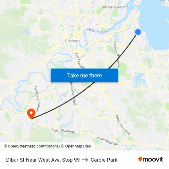 Dibar St Near West Ave, Stop 99 to Carole Park map