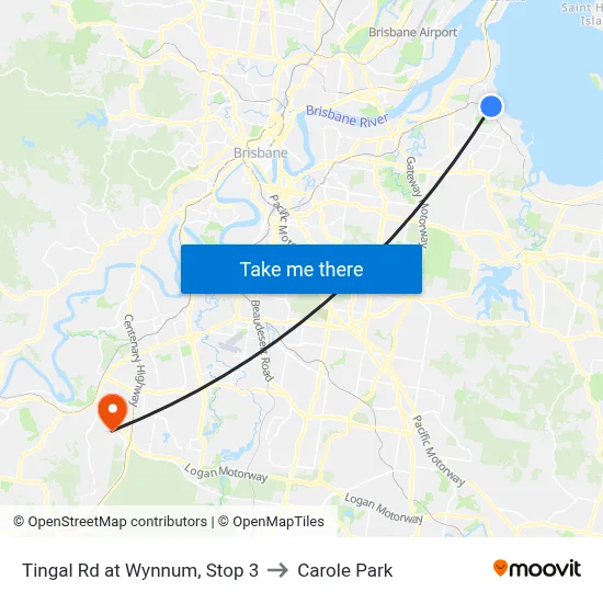 Tingal Rd at Wynnum, Stop 3 to Carole Park map