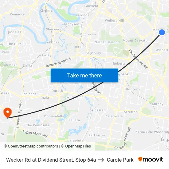 Wecker Rd at Dividend Street, Stop 64a to Carole Park map