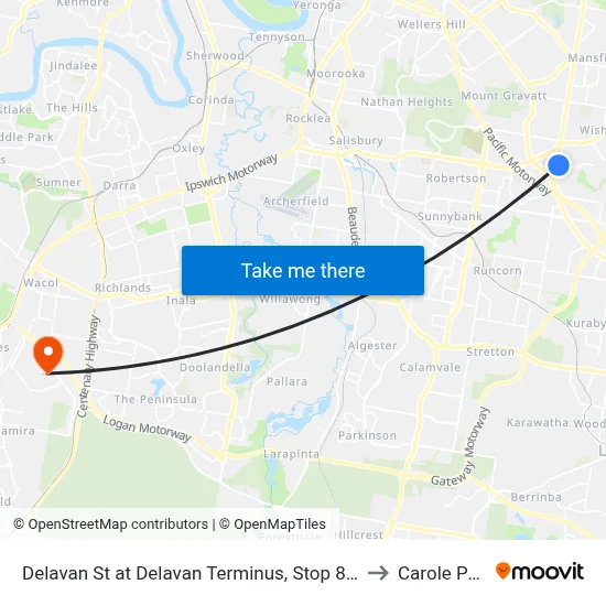 Delavan St at Delavan Terminus, Stop 87/78 to Carole Park map