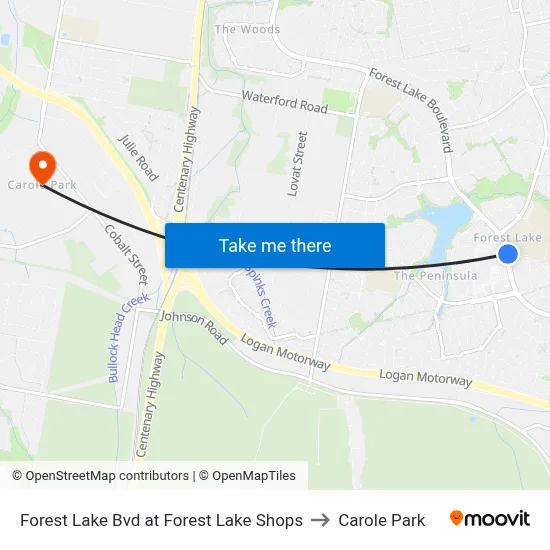 Forest Lake Bvd at Forest Lake Shops to Carole Park map