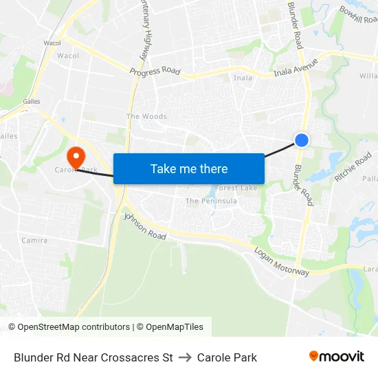 Blunder Rd Near Crossacres St to Carole Park map