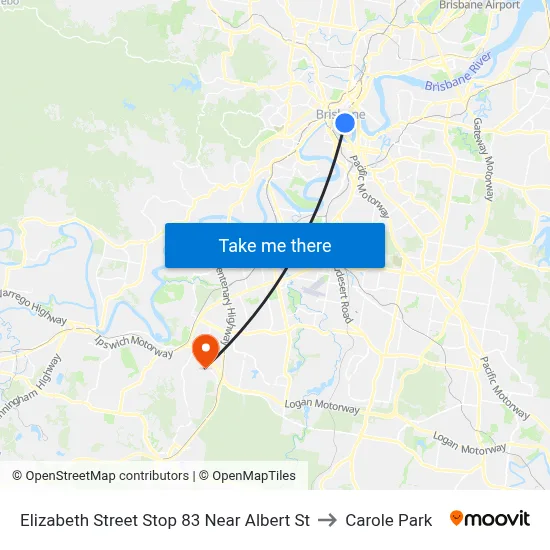 Elizabeth Street Stop 83 Near Albert St to Carole Park map