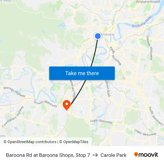 Baroona Rd at Baroona Shops, Stop 7 to Carole Park map