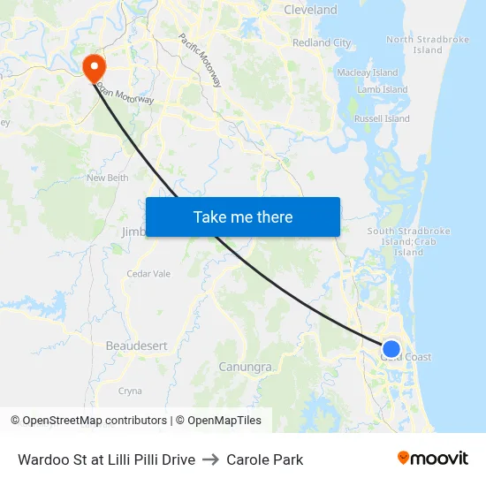 Wardoo St at Lilli Pilli Drive to Carole Park map