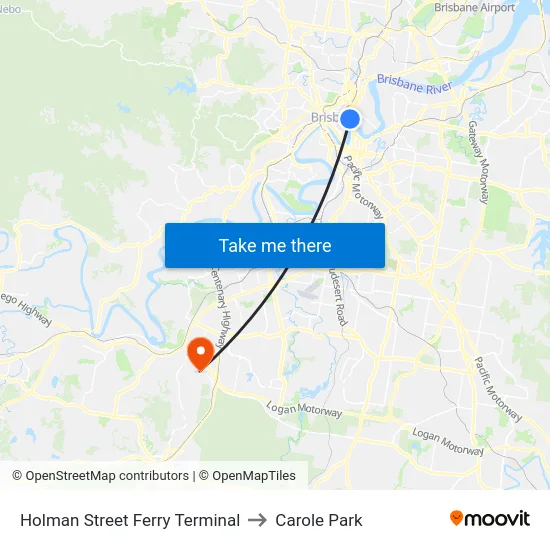 Holman Street Ferry Terminal to Carole Park map