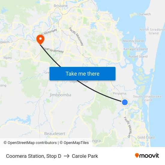 Coomera Station, Stop D to Carole Park map