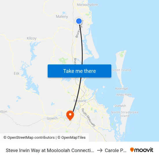 Steve Irwin Way at Mooloolah Connection Rd to Carole Park map