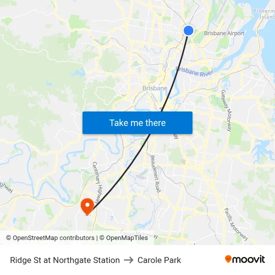 Ridge St at Northgate Station to Carole Park map