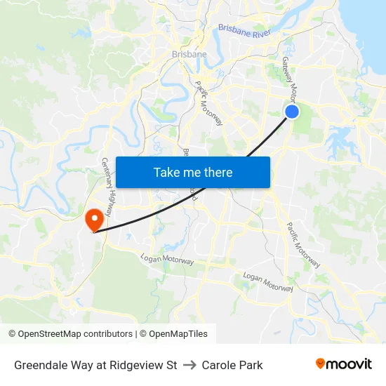 Greendale Way at Ridgeview St to Carole Park map
