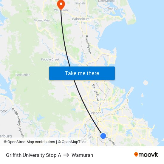 Griffith University Stop A to Wamuran map