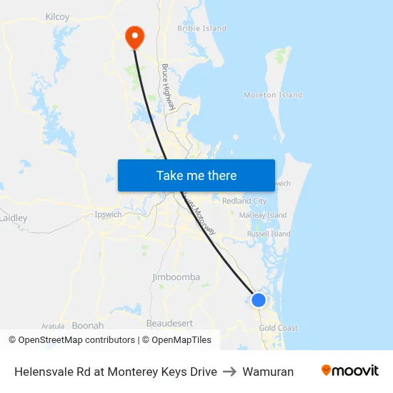 Helensvale Rd at Monterey Keys Drive to Wamuran map