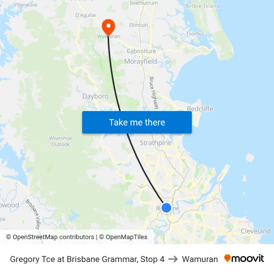 Gregory Tce at Brisbane Grammar, Stop 4 to Wamuran map