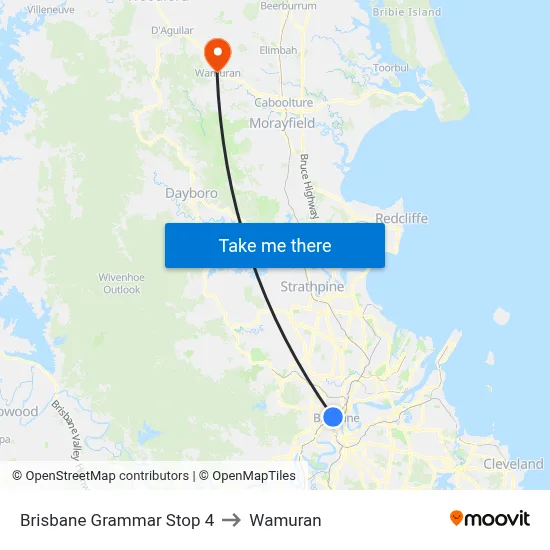 Brisbane Grammar Stop 4 to Wamuran map