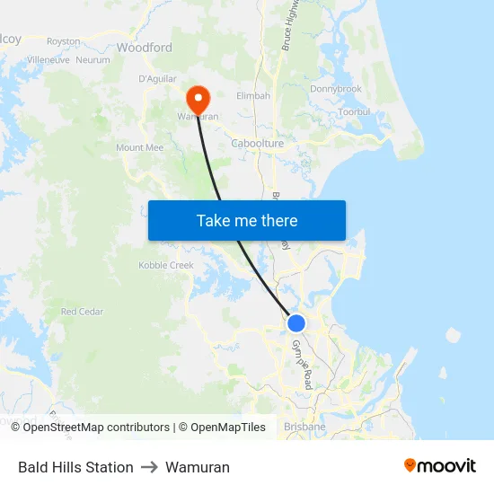 Bald Hills Station to Wamuran map