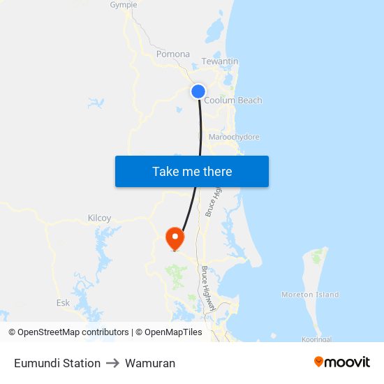 Eumundi Station to Wamuran map