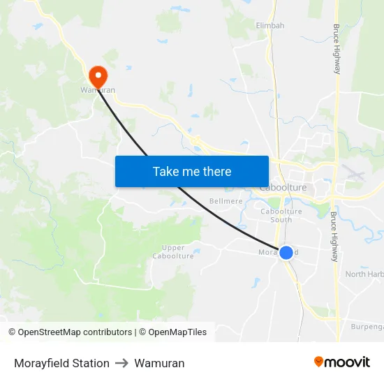 Morayfield Station to Wamuran map