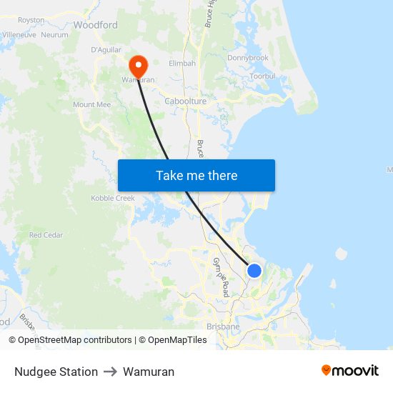 Nudgee Station to Wamuran map