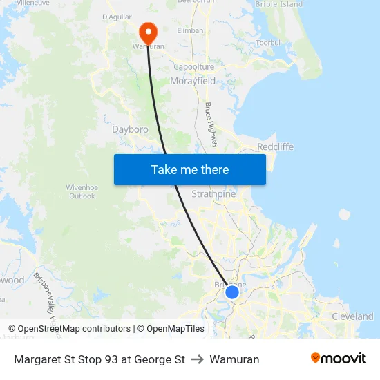 Margaret St Stop 93 at George St to Wamuran map