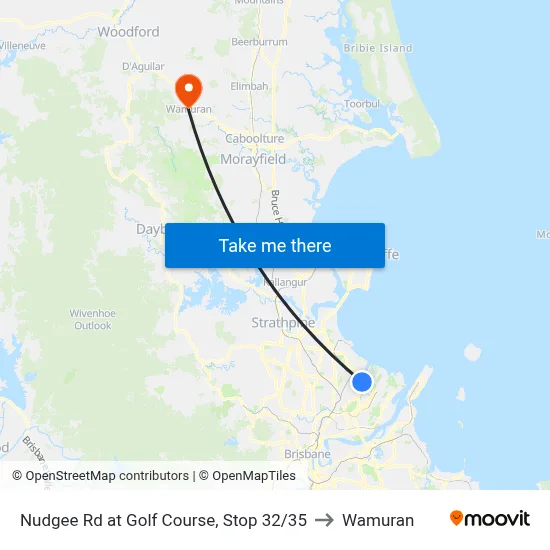 Nudgee Rd at Golf Course, Stop 32/35 to Wamuran map