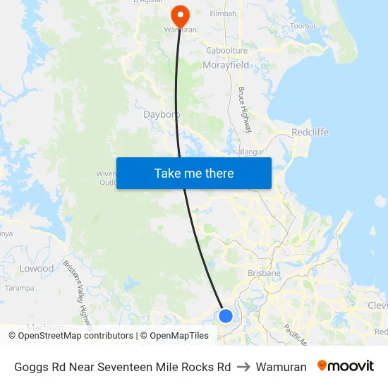 Goggs Rd Near Seventeen Mile Rocks Rd to Wamuran map