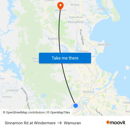 Sinnamon Rd at Windermere to Wamuran map