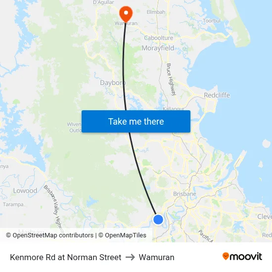 Kenmore Rd at Norman Street to Wamuran map