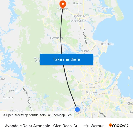 Avondale Rd at Avondale - Glen Ross, Stop 61 to Wamuran map