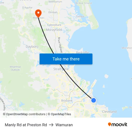Manly Rd at Preston Rd to Wamuran map