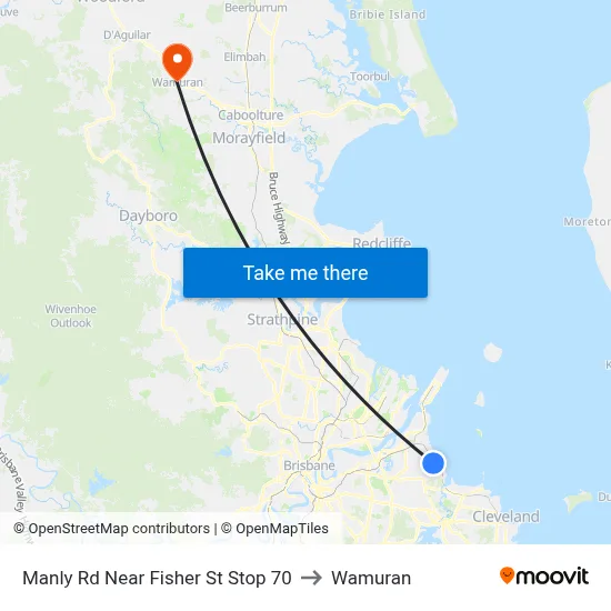 Manly Rd Near Fisher St Stop 70 to Wamuran map