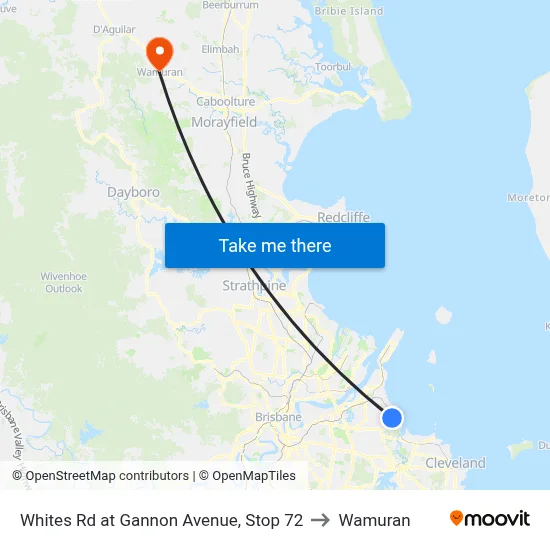 Whites Rd at Gannon Avenue, Stop 72 to Wamuran map