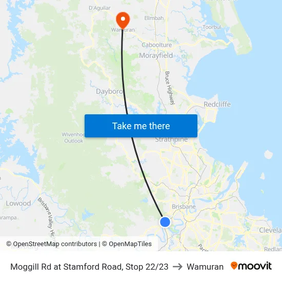 Moggill Rd at Stamford Road, Stop 22/23 to Wamuran map